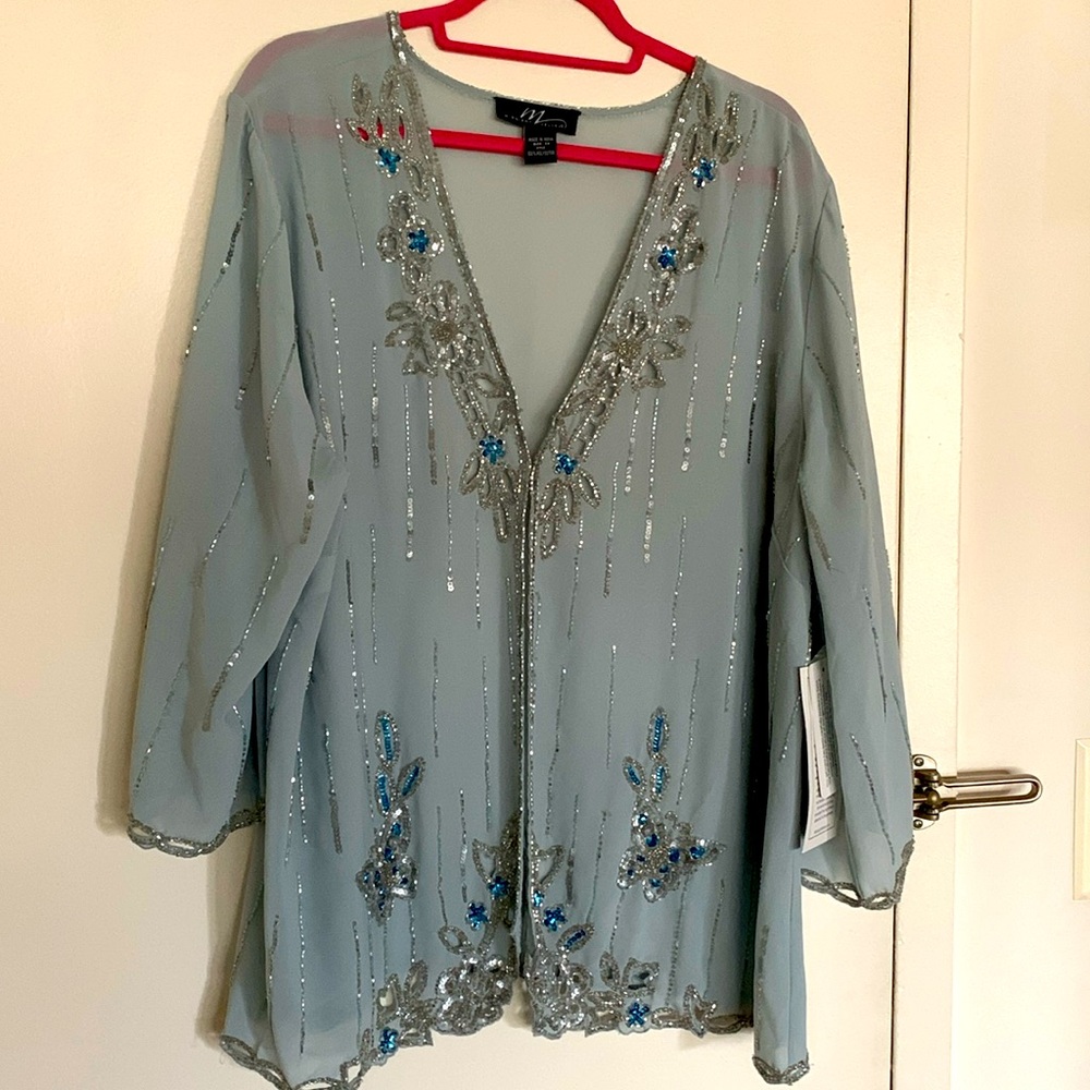 Beaded Jeweled 2X Cutout Occasion Jacket